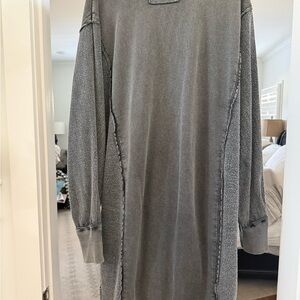 We the Free Women's Gray Multi Textured Long-Sleeve Pocketed Long Cardigan